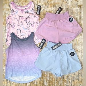 OshKosh B’gosh 4-Peice Girls Tank Tops + Shorts Size 6x